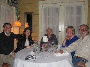Kurt, Angela, Ed (91 years young), and us at the Old Fort Pub in Skull Creek.