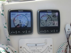 Speed over ground (SOG) was 9.4 knots while the boat speed was just 5.4 knots. That's some serious current in Cape Fear.