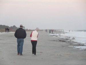 Dudley and Susan enjoying the walk on the beach.