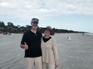 The Captain and me on the beach on Thanksgiving Day.