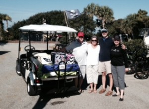 Ready to explore the island in our golf cart!