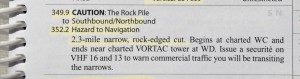The infamous Rock Pile warning in the Doyle chartguide.