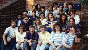 Duvall/Hendricks group photo, circa 1988 ish? Laura is on front row, second from L. I'm embarrassed to say where I am...