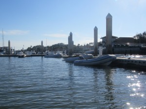 Dinghy dock at marina.