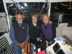Paul, Linda, and Cheryl in Belle Bateau's cockpit.