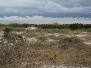 Storms over the ocean, as seen during bike ride on Jekyll Island.
