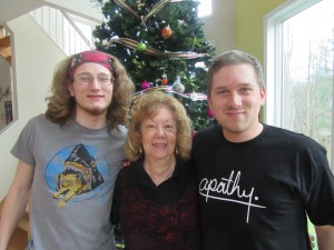 Aunt Bev with her nephews JL (L) and Philippe (R).