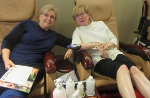 Betsy and me getting pampered at Elite Nails.