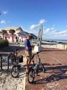 Our two bikes on a morning bike ride to the beach in NSB.