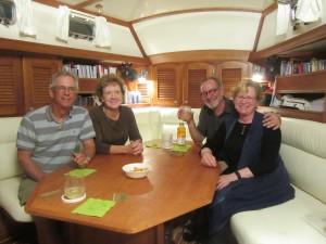 Cathy and Mark joined us on Belle Bateau for Euchre, though we usually played the game most nights on their boat.