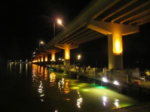 One last look at the beautifully lit bridge in Titusville.