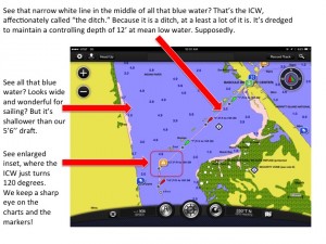From Garmin BlueCharts. Note red arrows and text.
