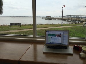 Working in the library in Eau Gallie, with a water view!