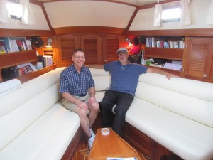 Rich and Dudley in the salon of Belle Bateau.