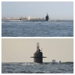 Stealthy submarine passed us, about 500 yards away.