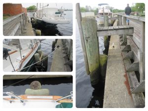 Challenging docking and tying up at the courtesy bulkhead in Elizabeth City.
