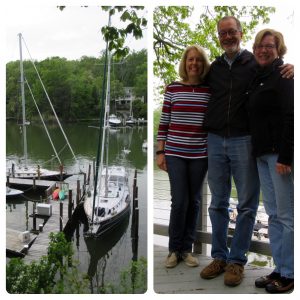 Left: Eleanor Q and Belle Bateau docked together. Right: MM and us.
